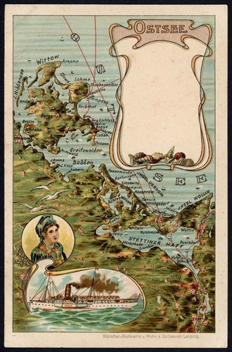 Ansichtskarte landkarte ostsee - ansichtskarte,