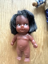 Vintage 1960's EEGEE NATIVE INDianer Puppe Schwarze Haare Retro 9cm