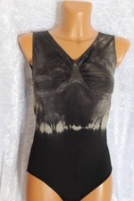 Schlankstütz Badeanzug, PU-UBF, Raffung - Waterfall - Batik Khaki- Gr. L - 42 44