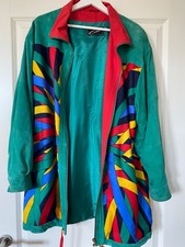 True Vintage großartiger 80er 90er Ziegenleder Mantel/Jacke 42 bunt 