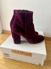 Stiefelletten für Damen aus Samt 39 Burgundy / Dunkelrot aus Italien 
