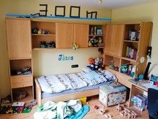 Kinder/Jugendzimmer 3,00m x 1,50m Einzelbett 90x200 mit Schreibtisch 1,14m