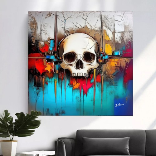 Leinwand bild totenkopf bunt - leinwand,