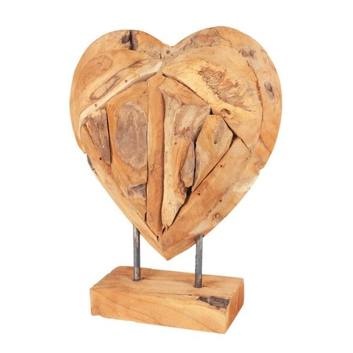 Teak herz auf ständer massiv - teak,