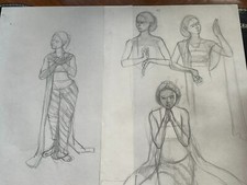 2x BLEISTIFT ZEICHNUNG AUF