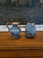 Jasba ,Jaspatina' Keramik 552 Jug 10cm + 502 Vase 10cm Vase Handarbeit  50er