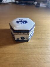 Royal Doulton Booths Real Old Willow sechseckige Schmuckschatulle 1981