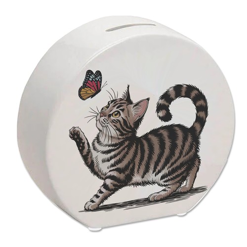 Katze mit schmetterling - katze,