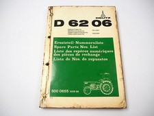 Deutz D6206 Traktor Ersatzteilliste Ersatzteilkatalog Spare Parts List 1975