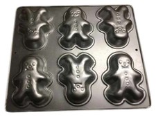 Wilton Backform Lebkuchenmann Edelstahl Silber 6 Mulden Weihnachten Kekse