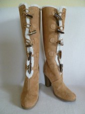 APART Stiefel Langschaftstiefel Rauhleder beige weiß Gr 37 OVP  Vintage