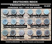 2 Reichsmark Paul von Hindenburg - Jahrgang 1937 + 1938 - Silber !- zur Auswahl