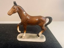 Vintage Porzellan Pferd – schöne braune Glasur, ca. 17x16cm