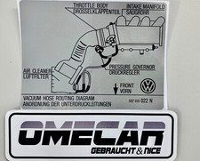 Aufkleber für den VW Golf 2 GTI Passat 35i Unterdruckleitung Unterdruckschlauch 