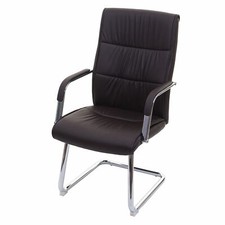 B-Ware Konferenzstuhl MCW-A49, Bürostuhl Freischwinger, Kunstleder, braun