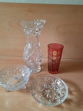 Vase Bleikristall u. 2 Schalen