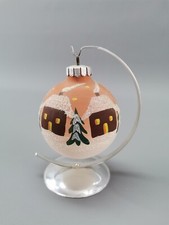Weihnachtskugel mit Metallhalter Winterdorf Schnee orange 13 cm Advent Weihnacht