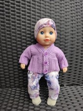 Puppenkleidung 36cm 38cm Set  Handmade 4tlg   lila-bunt