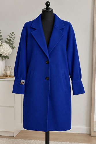 Damen mantel royalblau uni - royalblau,