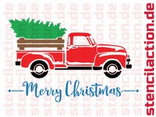 Schablone - Weihnachten Auto Tannenbaum - DIN A4 - Stencil Christmas Grafitti