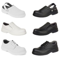 Arbeitsschuhe Sicherheitsschuhe S2 Kochschuhe weiß schwarz Clog Slipper Schnürer