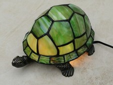 Tischlampe Buntglas Schildkröte Grün Tiffany Stil Tischleuchte Höhe ca. 11,5 cm