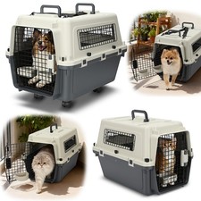 Pet Transportbox grau-weiß bis 10/17,5 kg Hundetransportbox für Katze und Hund