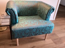 2 Cocktailsessel fast neu Paisley Muster petrol/grau, B/H/T. 87/71/73 cm 51 Sitz