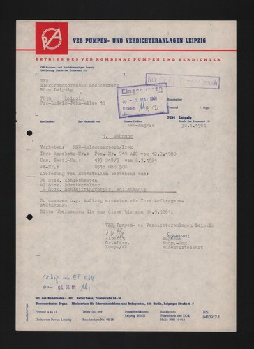 Leipzig brief 1981 - brief, 1981,