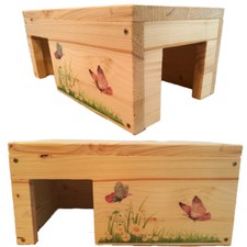 Nagerhaus Kleintierhaus Meerschweinchen mit 2 Eingängen & Holzlasur
