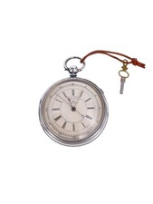 Große Taschenuhr Central Second Chronograph 59mm Silber