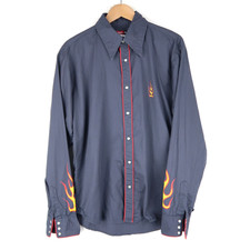 Vintage Y2K Flame Western Hemd