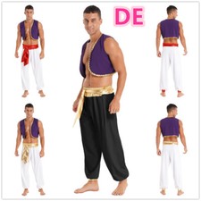 DE Herren Arabischer Prinz Kostüm Outfits Aladinhose Bloomers Und Weste Tops