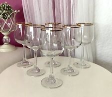 Antik Art Déco 6 Gläser Weingläser Glas wundervoll Stiel Goldrand