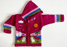 Peruanische Kinder Strickjacke | Pullover, Hoodie, Rosa, Handmade, Peru