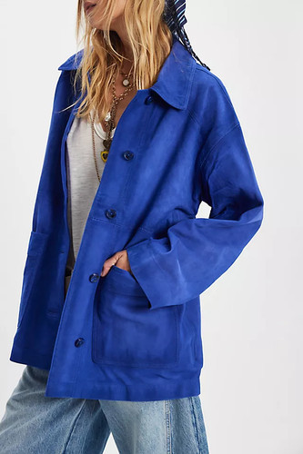 Blaue lederjacke damen - lederjacke, reines