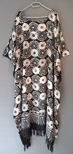 Kaftan Kleid lang Tunika SCHWARZ BLAU Kreise 2XL 3XL 4XL 52 54 56 58 60 -CM646
