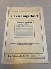 KFZ Brief Kraftfahrzeugbrief Anhängerbrief DDR VEB Anhänger HP 500 EZ 1973
