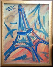Paris Eiffelturm Gemälde 80 x 60 cm Felix Pfefferkorn 1976 Paris Morning