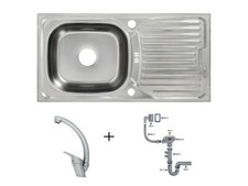 Edelstahl Einbauspüle 86 x43,5cm inkl. Armatur Küchen Spüle Edelstahlspüle SINEC