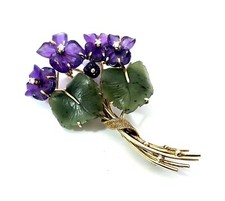 Veilchenbrosche  mit Amethyst