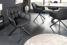 Esszimmerstuhl PAPILLON - FARBWAHL - Echtleder - 360° drehbar - Armlehnen