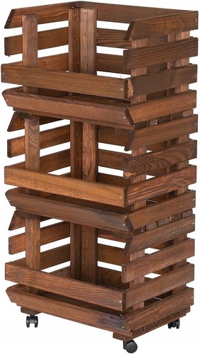 Obstkiste holz auf rollen - holz,