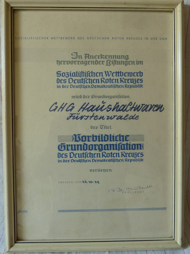 Urkunde drk 1972 ddr - urkunde,