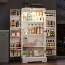 Küchenschrank Küchenbuffet Aufbewahrungs LED Speiseschrank Anrichte 60x35x128,5