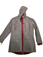 Hickory Outdoor Mantel lange Jacke Größe 44, grau/weinrot warm 