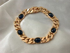 schweres Armband mit blauen Saphiren massiv Gelbgold 750 Unoaerre