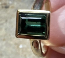 Ring, Gg 375, Golkonda Turmalin grün, Gr. 19(59) 3,9 Gramm, Ringkopf 9x 7,5mm