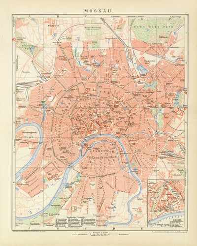 Moskau historischer stadtplan - historischer,