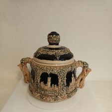 Bowle Bowlentopf Rumtopf Vintage Keramik Steingut Burgen Weinreben, Weinblätter 